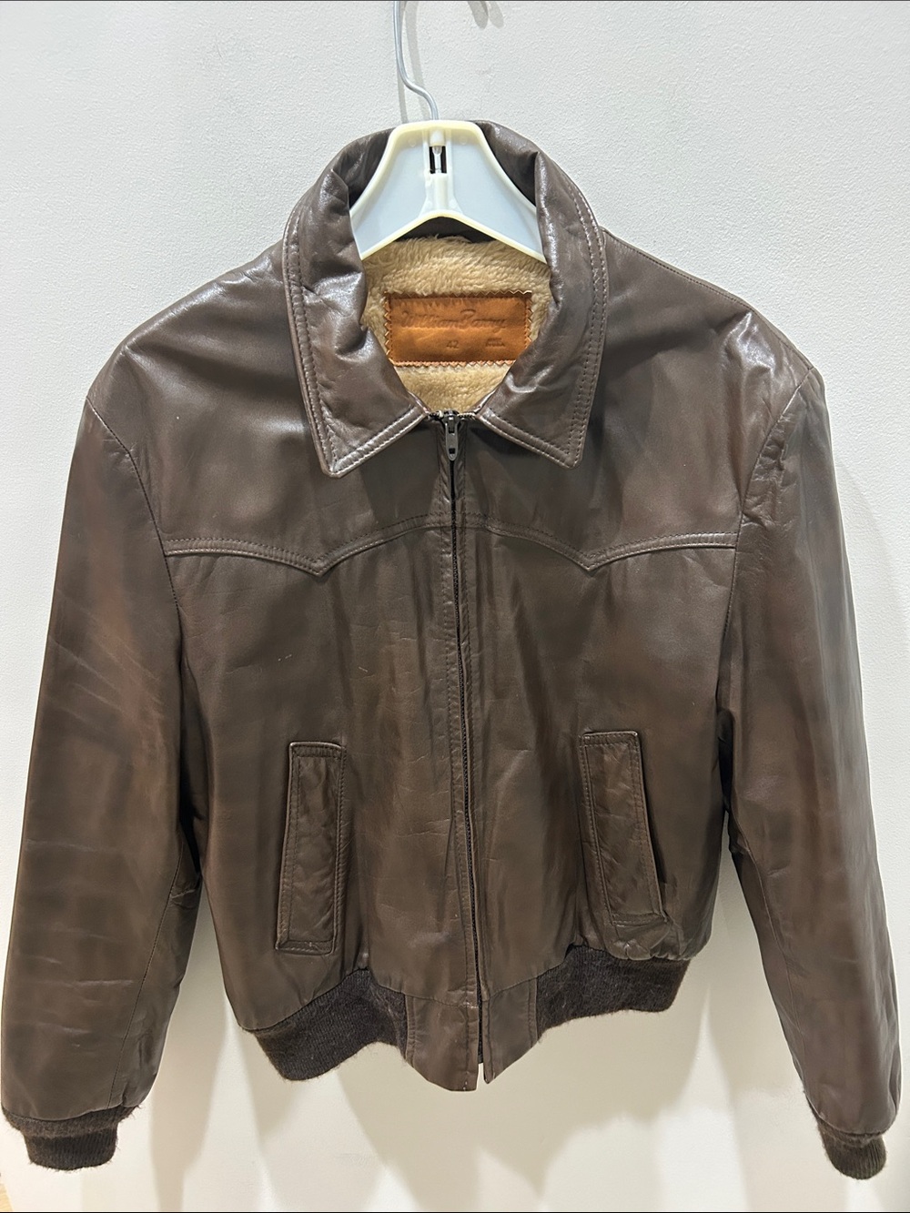 Vintage William Barry Dark Brown Leather Bomber Jacket